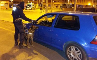 La Brigada Canina levanta cinco actas por tenencia de droga en un control de vehículos de la Policía Local